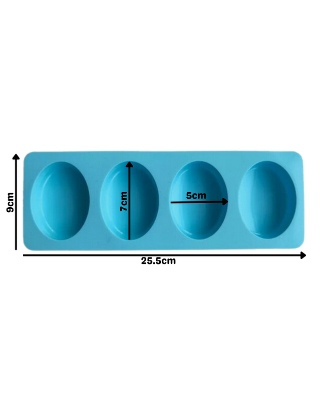 4 Cavity Oval Soap Mold