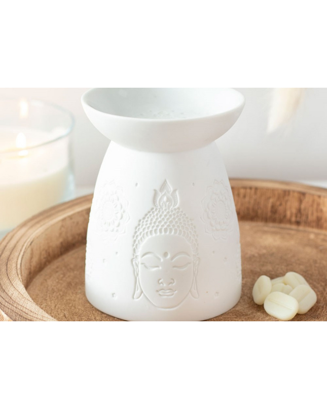 White Ceramic Buddha Face Oil Burner