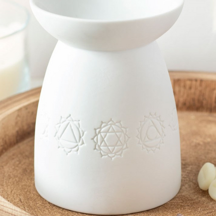 White Ceramic Seven Chakra Oil Burner