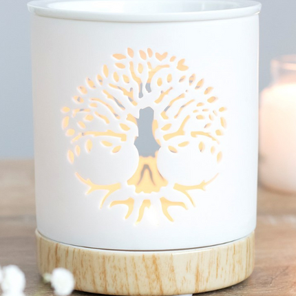 White Tree of Life Cut Out Oil Burner