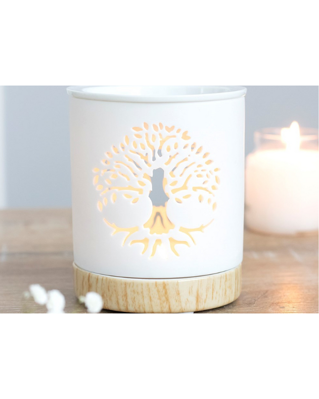 White Tree of Life Cut Out Oil Burner