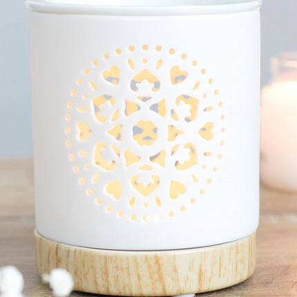 White Mandala Cut Out Oil Burner