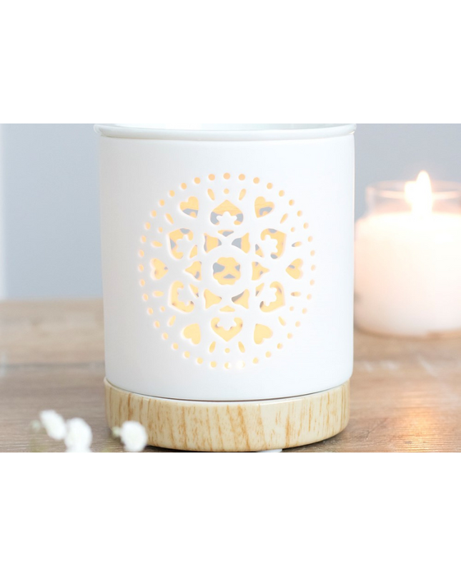 White Mandala Cut Out Oil Burner