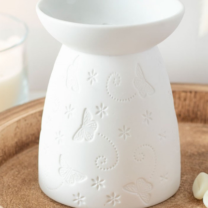 White Ceramic Butterfly Oil Burner