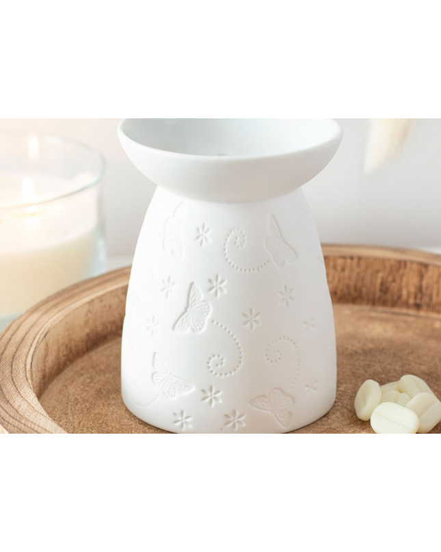 White Ceramic Butterfly Oil Burner