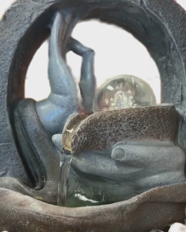 Water Feature Meditative Hand White Light and Ball