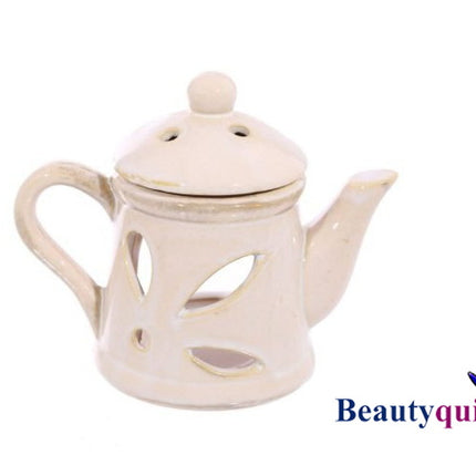 Ceramic Tea Pot Oil Burner with Lid - Blush