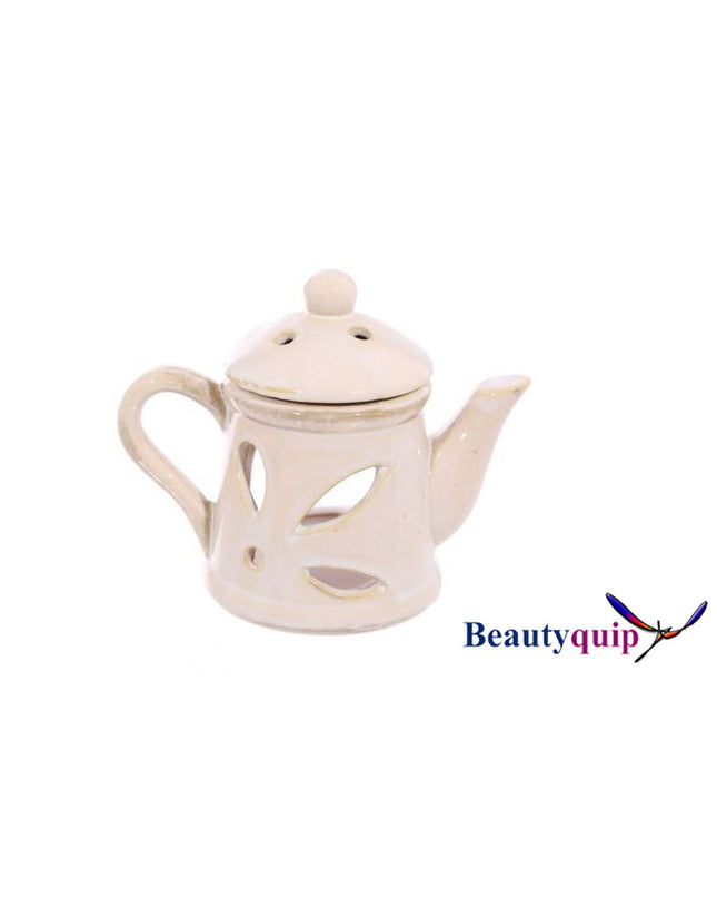 Ceramic Tea Pot Oil Burner with Lid - Blush