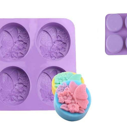 Soap Mold Butterfly on Flower 4 Cavities