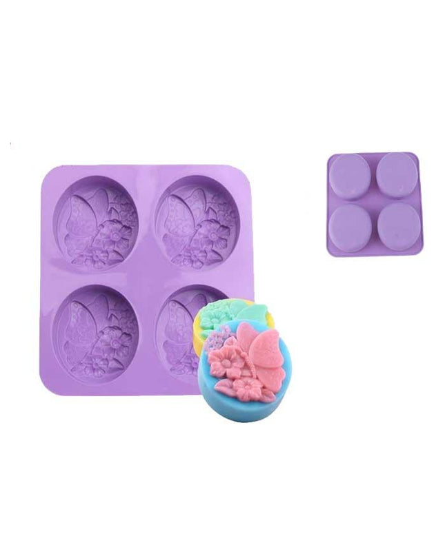 Soap Mold Butterfly on Flower 4 Cavities