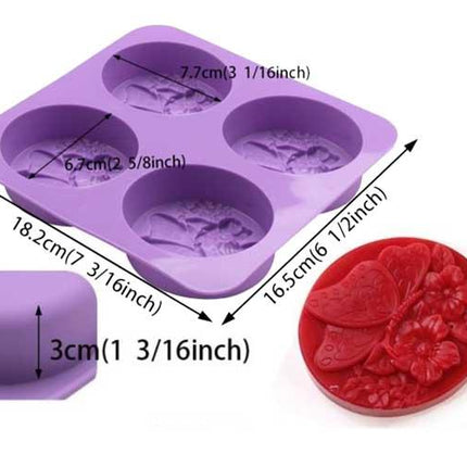Soap Mold Butterfly on Flower 4 Cavities
