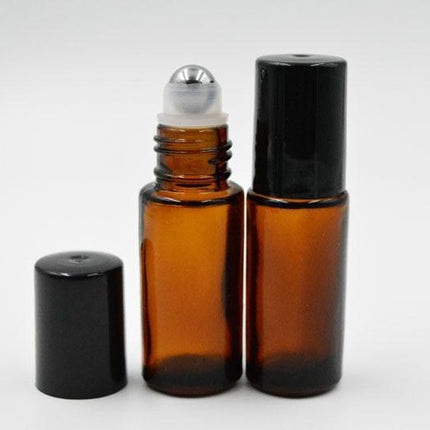 Roll on Bottle 5ml Amber Glass / refillable / Essential Oil Roller Bottle