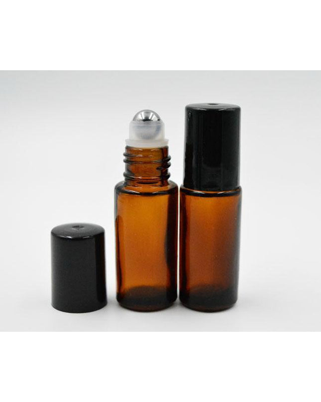 Roll on Bottle 5ml Amber Glass / refillable / Essential Oil Roller Bottle