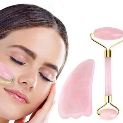 Rose Quartz / Facial Roller and Gua Sha Set Facial Massager gift box