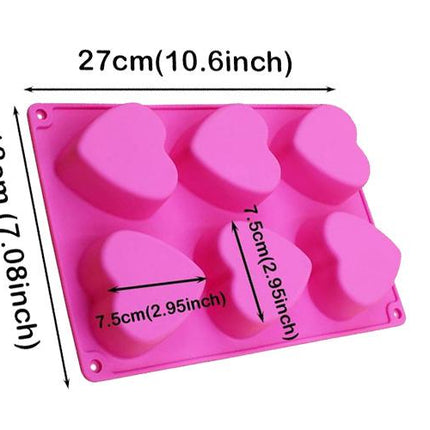Soap Molds/Moulds  reusable-Heart x 6