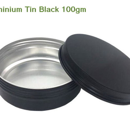 100gm Aluminium Tins Black