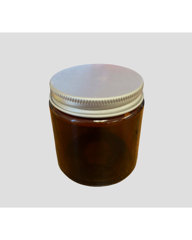 Amber Cosmetic Pot Glass 120ml Aluminium Lid