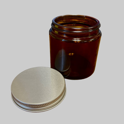 Amber Cosmetic Pot Glass 120ml Aluminium Lid