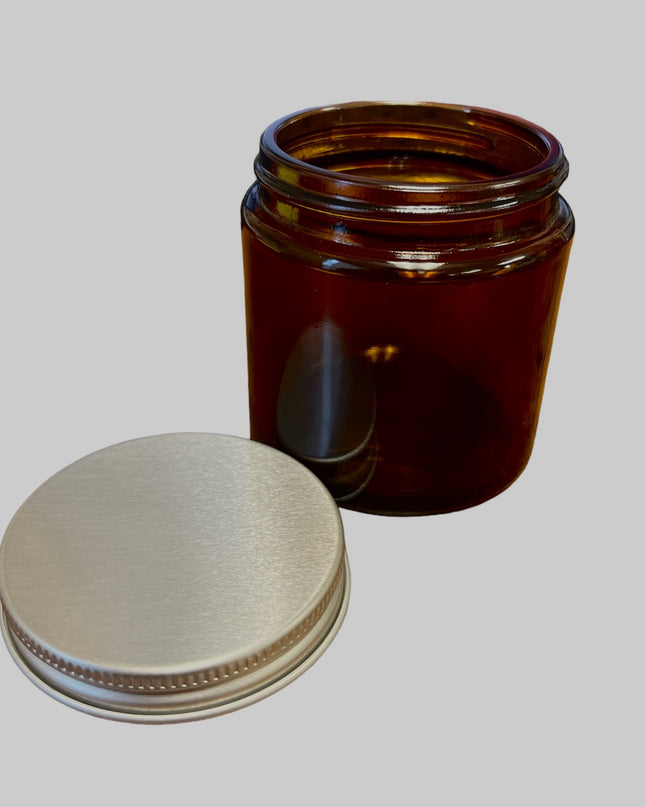 Amber Cosmetic Pot Glass 120ml Aluminium Lid