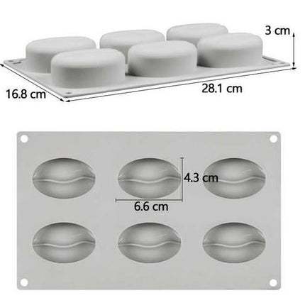 Soap Mold Coffee Bean shape x 6 cavities