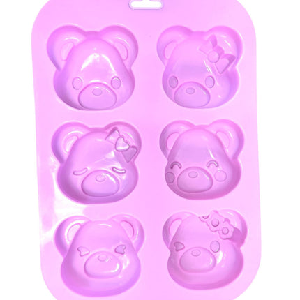 Bear Face Expression Mold - 6 Cavitites