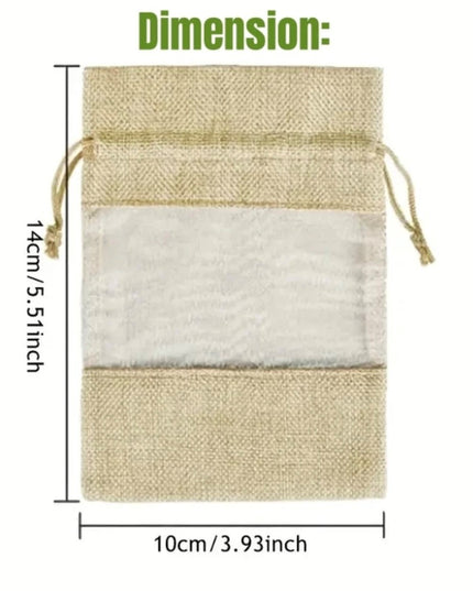 Drawstring Jute Bag - with Window