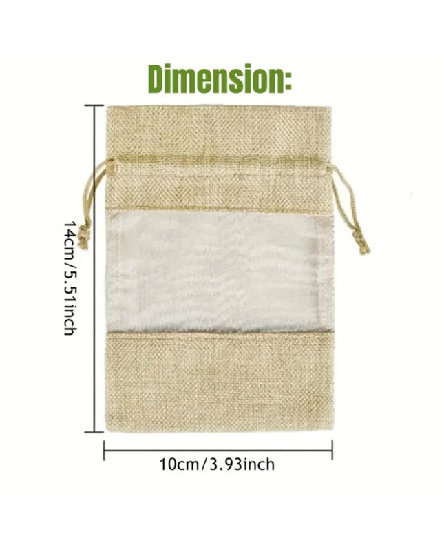 Drawstring Jute Bag - with Window
